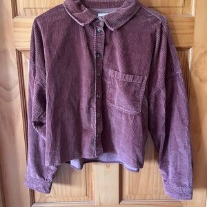 Corduroy Shacket in Burgundy